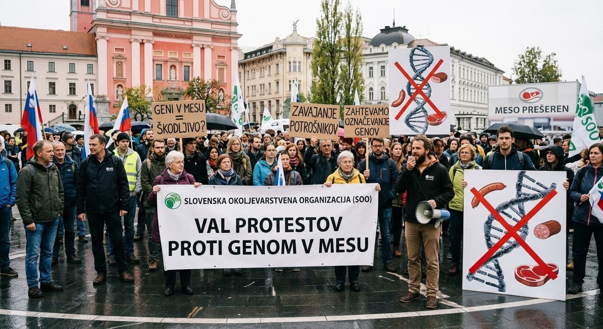 Protestni shod Slovenske okoljevarstvene organizacije v Ljubljani.